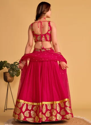 Pink Georgette Embroidered, Sequins and Thread Work Lehenga Choli for Women