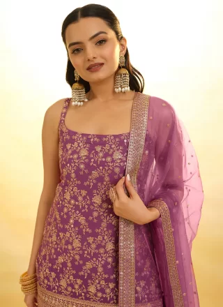 Pink Georgette Embroidered Work Readymade Salwar Suit