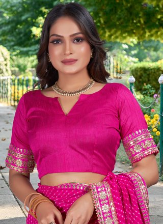 Pink Georgette Gota Work Contemporary Sari for Women