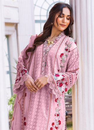 Pink Georgette Trendy Suit with Embroidered Work