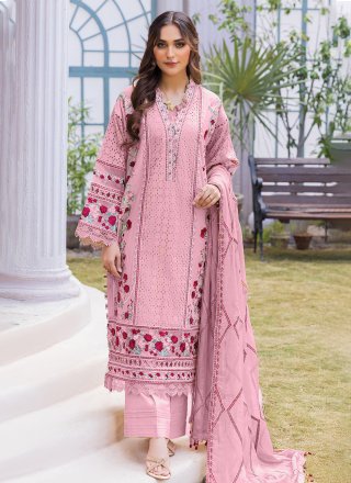 Pink Georgette Trendy Suit with Embroidered Work