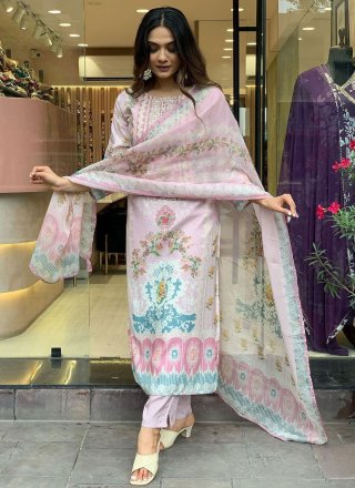 Pink Muslin Salwar Suit with Digital Print Work
