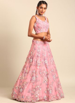 Pink Net Lehenga Choli