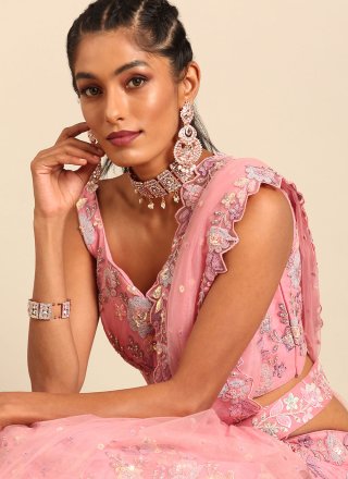 Pink Net Lehenga Choli