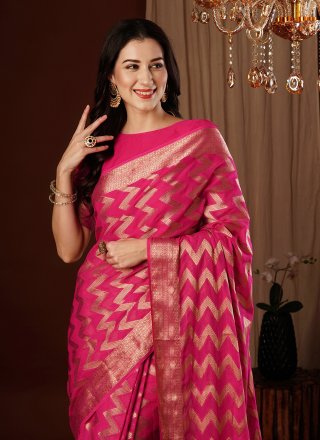 Pink Pure Georgette Trendy Saree