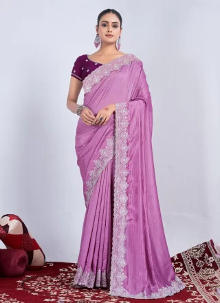 Pink Rangoli Weaving Work Designer Sari