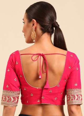 Pink Raw Silk Designer Blouse