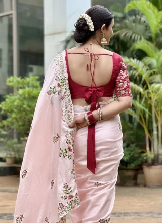 Pink Silk Contemporary Sari