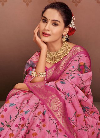 Pink Silk Designer Saree