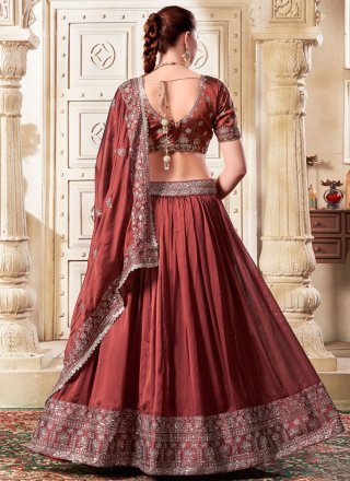 Pink Silk Embroidered and Sequins Work Lehenga Choli