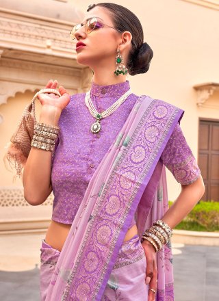 Pink Silk Floral Patch Work Classic Saree