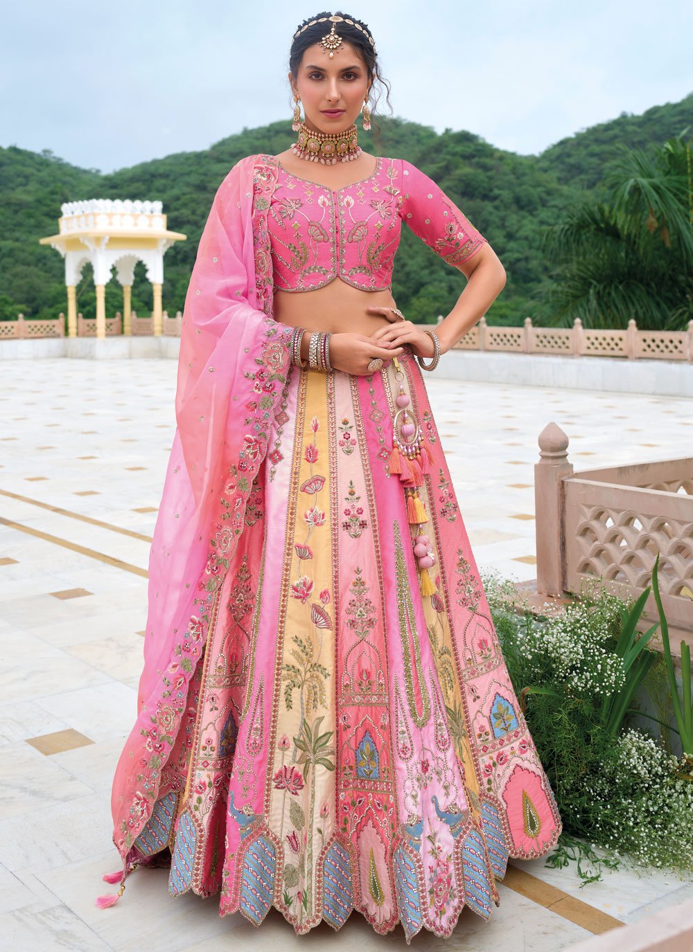Shop Online Pink Silk Lehenga Choli with 302091
