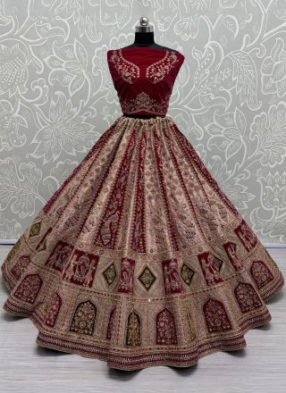 Pink Silk Lehenga Choli with Diamond, Dori, Embroidered, Fancy, Mirror, Patch Border, Sequins and Zari Work for Bridal