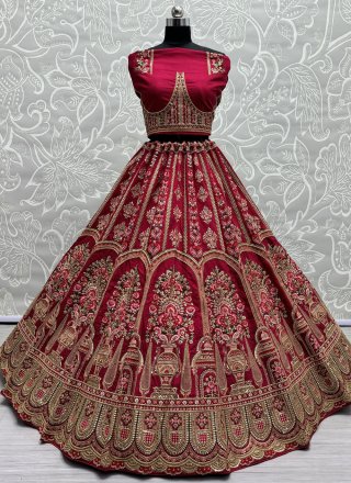 Pink Silk Lehenga Choli with Dori, Embroidered, Hand, Khatli, Sequins and Zardosi Work for Bridal