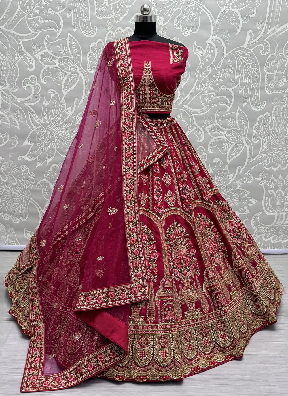 Shop Red Bridal Lehenga Choli Semi Stitched Wedding Ghagra Choli – Lady  India