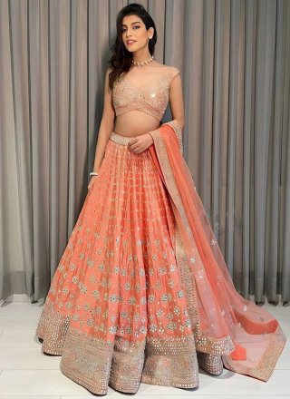 Pink Silk Lehenga Choli with Embroidered Work