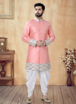 Pink Silk Sherwani Mens Wear