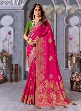 Pink Silk Trendy Saree