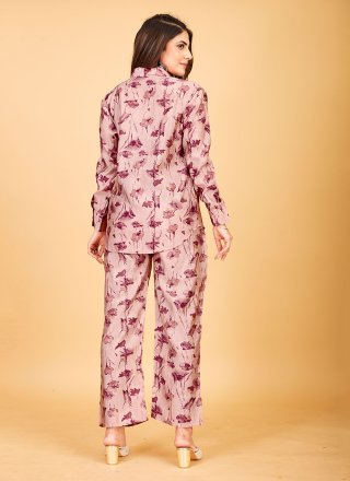 Pink Viscose Print Work Party Wear Kurti for Ceremonial