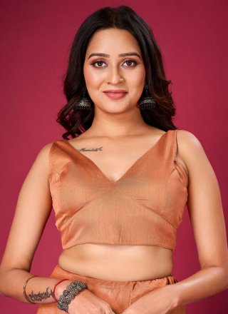 Plain Work Art Silk Blouse In Rust