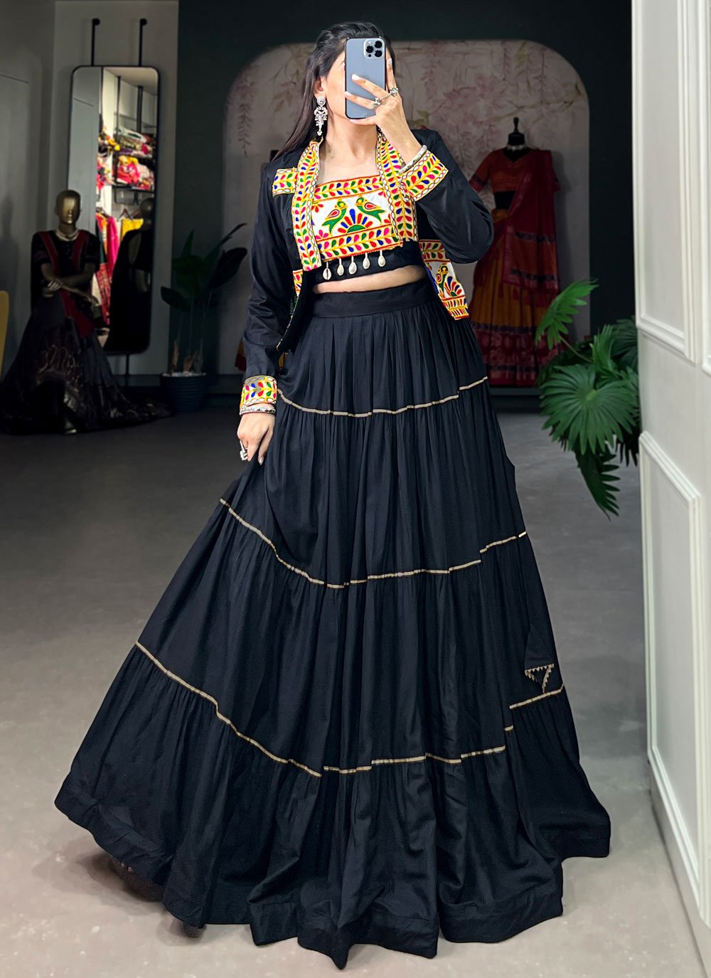 Plain black lehenga choli best sale