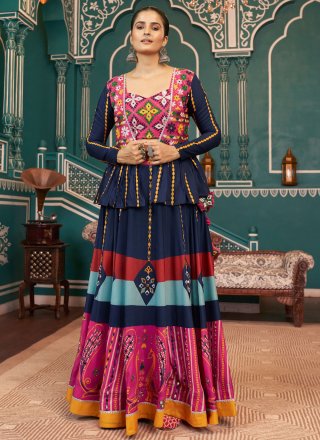 Poly Silk Readymade Lehenga Choli In Multi Colour