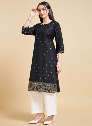 Polyester Party Wear Kurti In Black