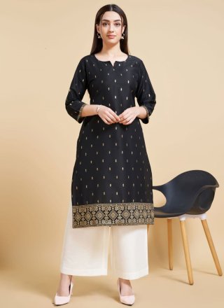 Polyester Party Wear Kurti In Black
