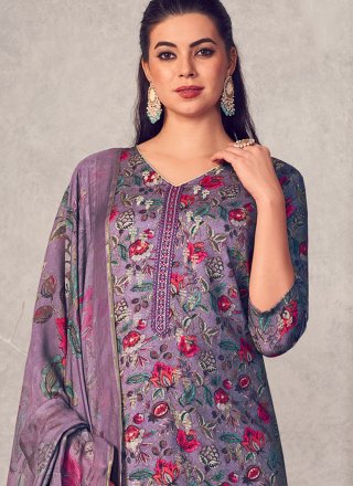 Praiseworthy Purple Pashmina Salwar Suit