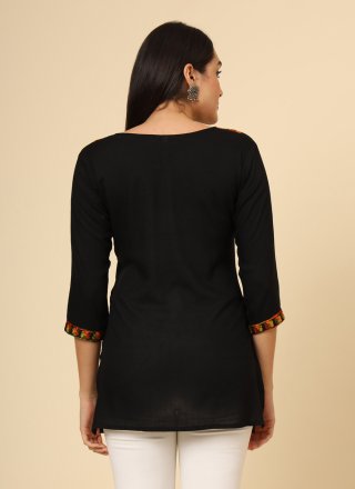 Precious Black Rayon Casual Kurti with Chikankari, Embroidered and Thread Work