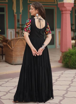Precious Black Rayon  Designer Gown