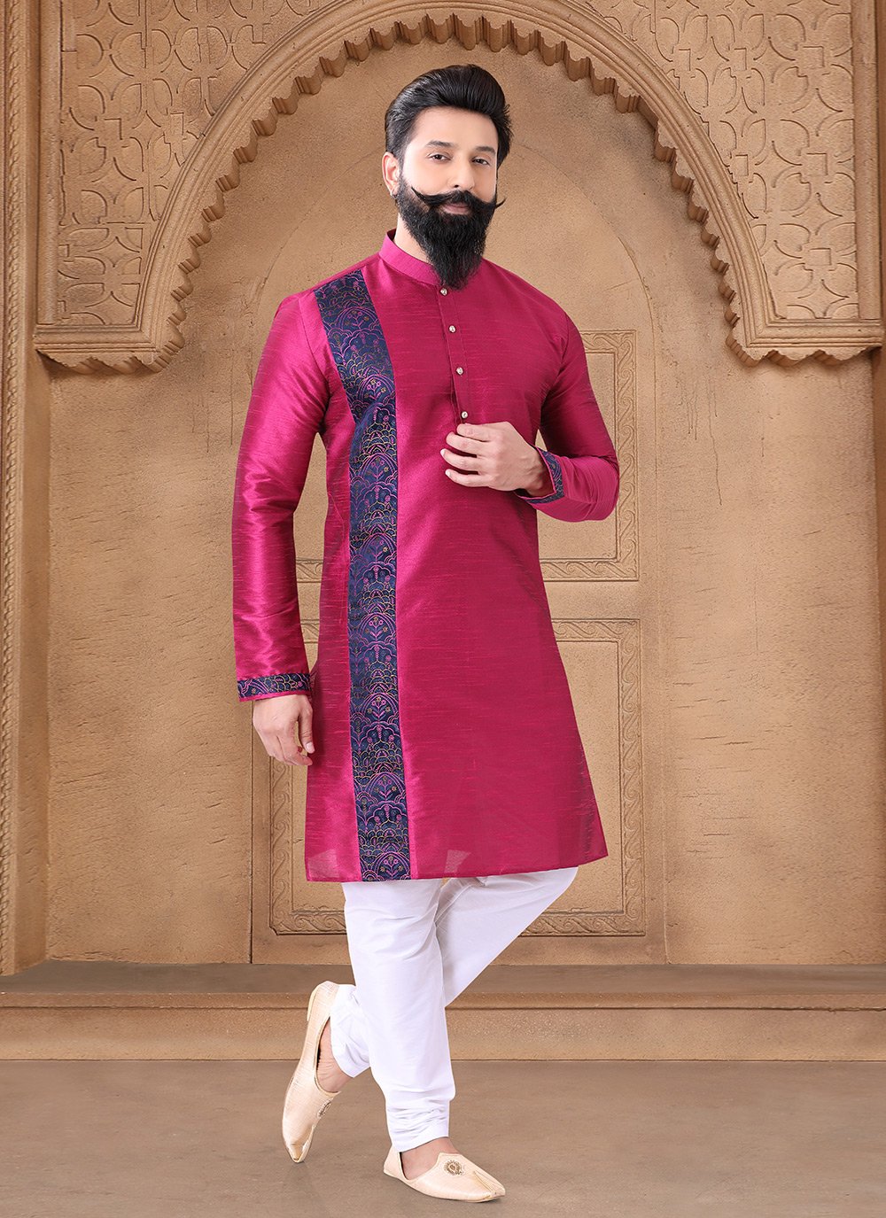 Precious Hot Pink Silk Kurta Pyjama Buy Online Mens
