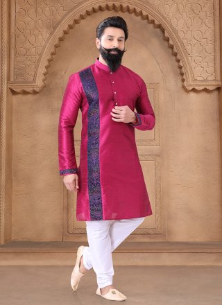 Precious Hot Pink Silk Kurta Pyjama