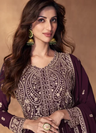 Preferable Wine Georgette Readymade Lehenga Choli