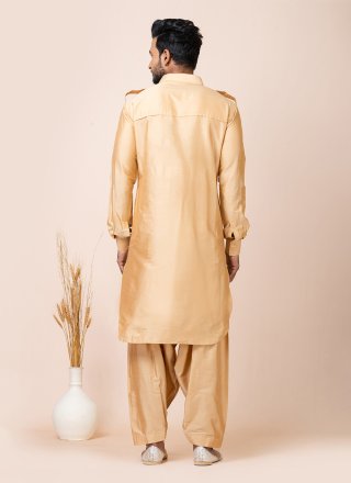Pretty Beige Viscose Kurta Pyjama In Plain