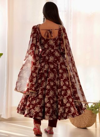 Pretty Maroon Faux Georgette Salwar Suit