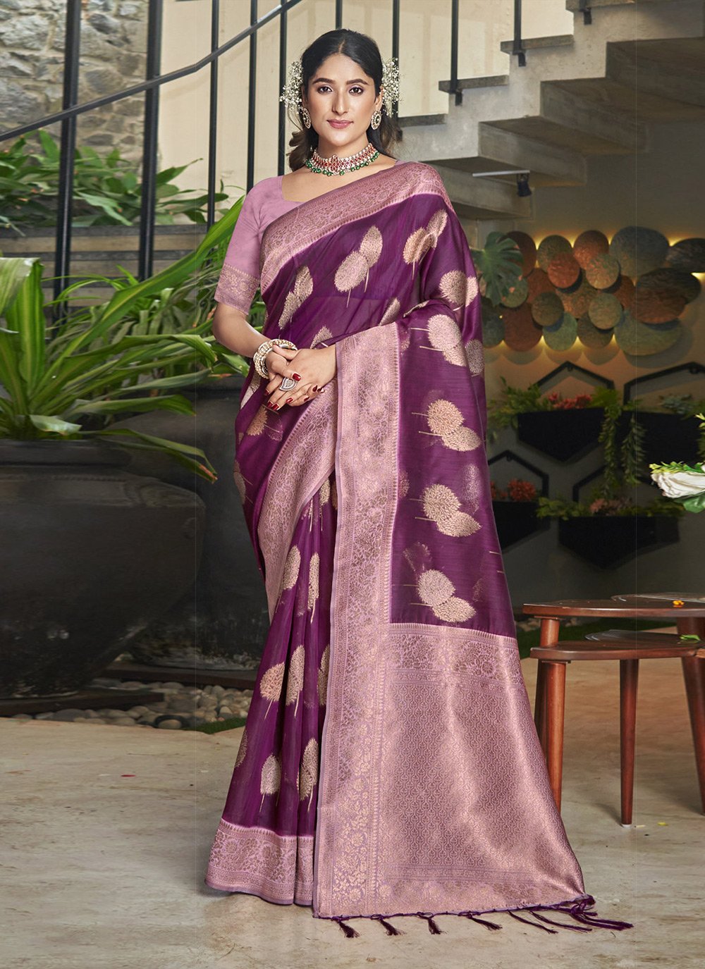 Purple Pure Khaddi Cotton Saree – ShopBollyWear.Com