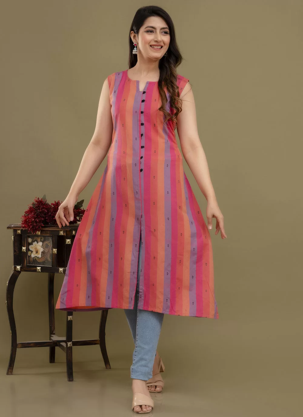 Multi Colour Checks Kurti and Multi Colour Checks Tunic Online Shopping