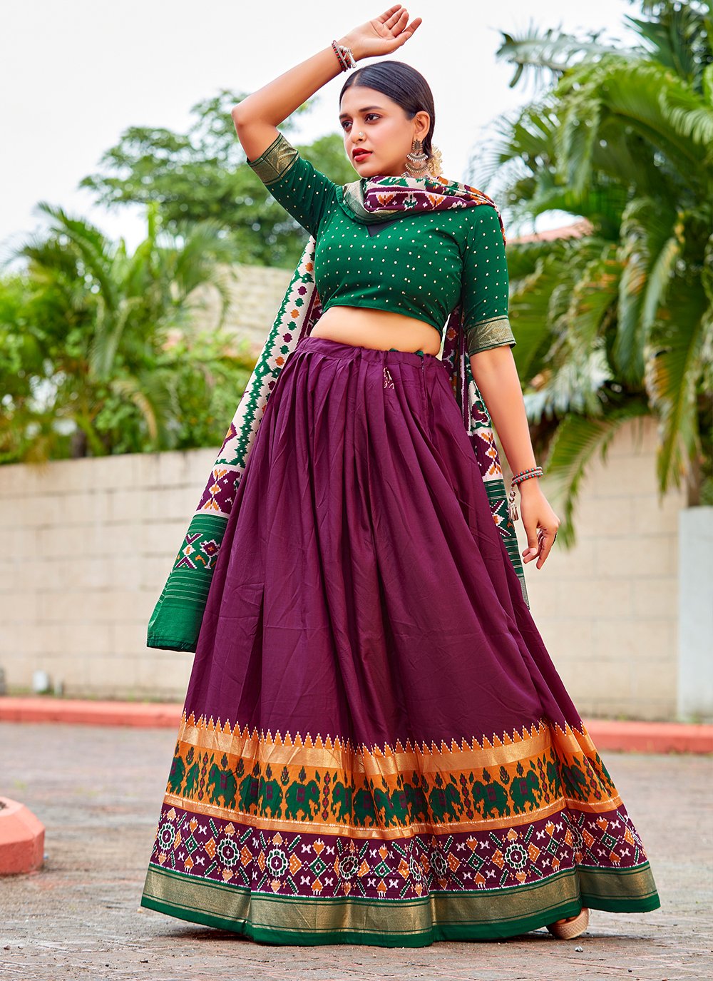 Buy INDYA Shraddha Kapoor For Indya Wine Mesh Silk Border Skirt | Shoppers  Stop