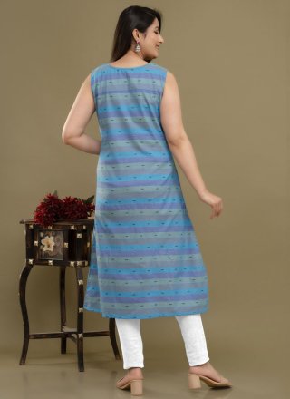 Print Work Cotton Party Wear Kurti In Multi Colour