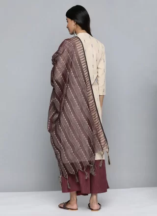 Print Work Cotton Salwar Suit In Cream
