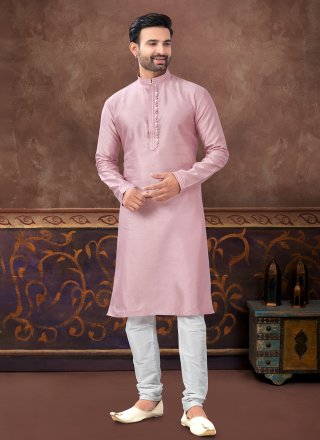 Prodigious Pink Art Silk Kurta Pyjama