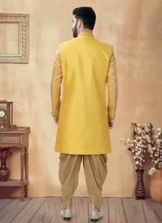 Prodigious Yellow Silk Sherwani Mens Wear
