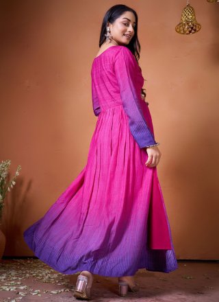 Prominent Magenta and Rani Muslin Gown