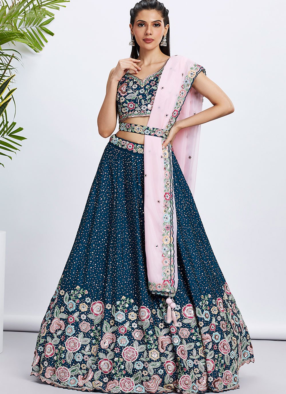 Buy Pure Chiffon Lehenga Choli with Embroidered and Sequins Work Online 294169 Lehenga Choli