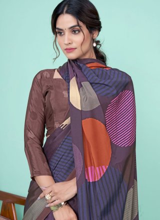 Pure Crepe Designer Saree with Digital Print Work