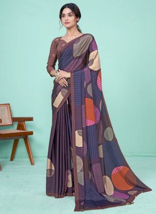 Pure Crepe Designer Saree with Digital Print Work