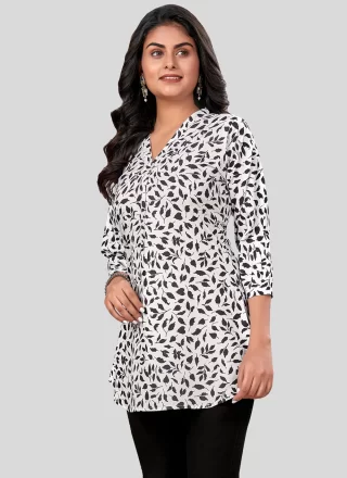 Pure Crepe Party Wear Kurti In White