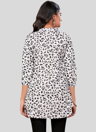 Pure Crepe Party Wear Kurti In White