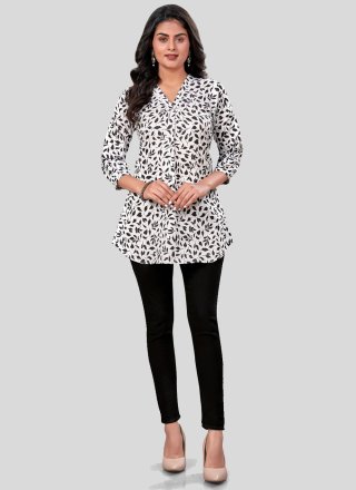 Pure Crepe Party Wear Kurti In White